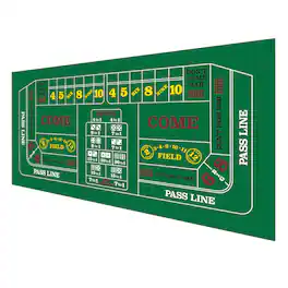 GSE Games & Sports Expert - 36"x72" Craps Layout Felt with Instructions, Las Vegas Style Casino Dice Game Tabletop Mat