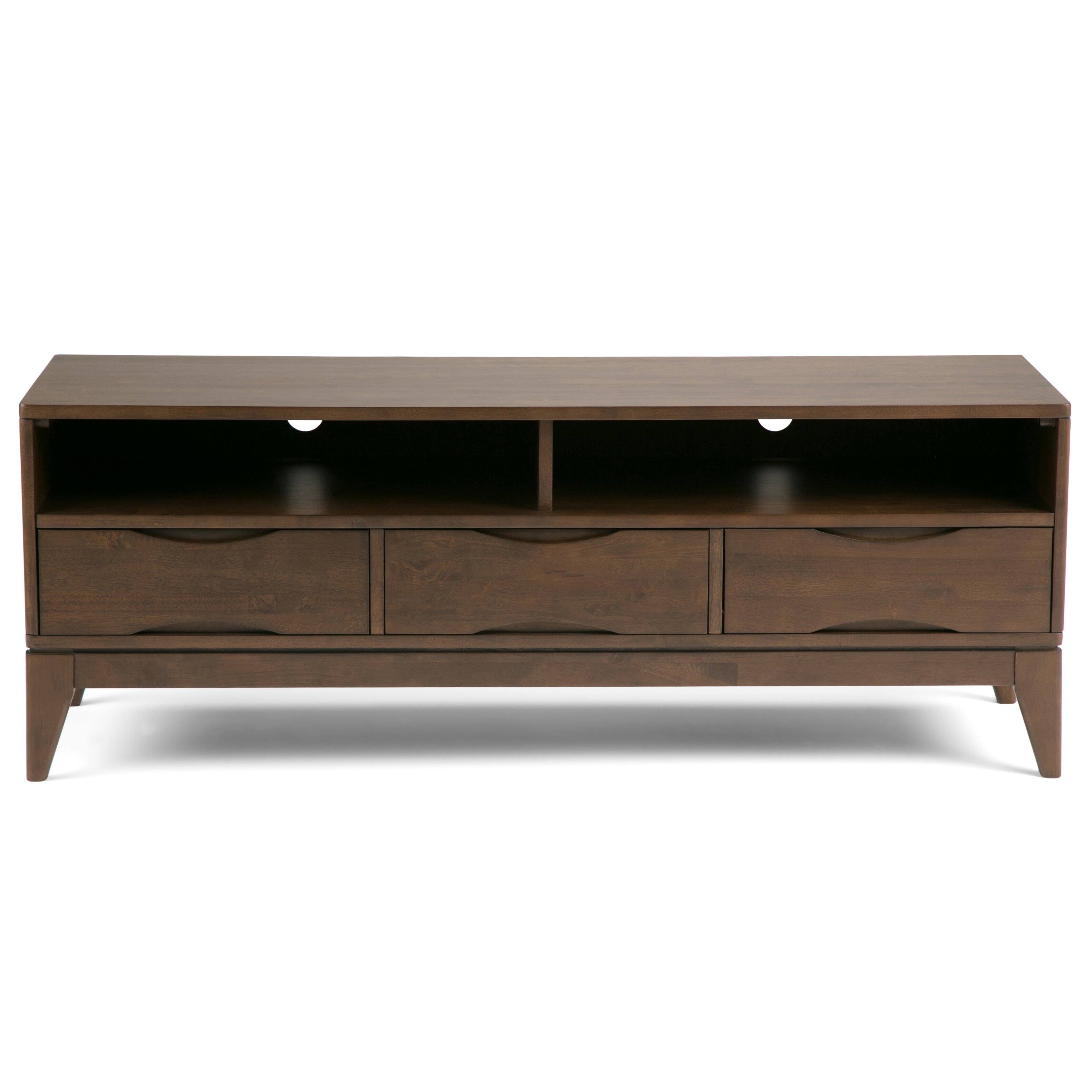 Alt View 3. Simpli Home - Harper SOLID HARDWOOD 60 inch Wide Mid Century Modern TV Media Stand in Walnut Brown For TVs up to 65 inches - Walnut Brown.