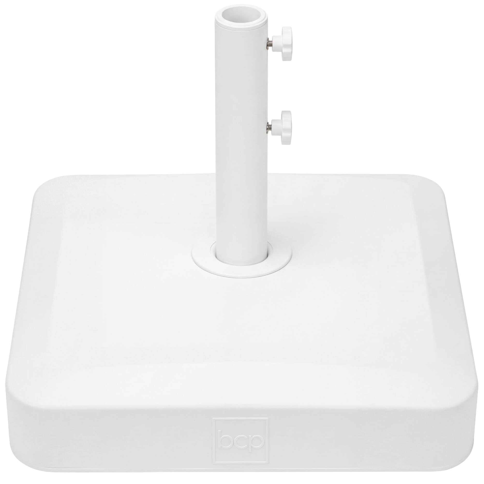 Front. Best Choice Products - Best Choice Products Fillable Plastic Patio Umbrella Base Stand, Pole Holder w/ Adjustment Knob, Asscher Design - White - White - Square.