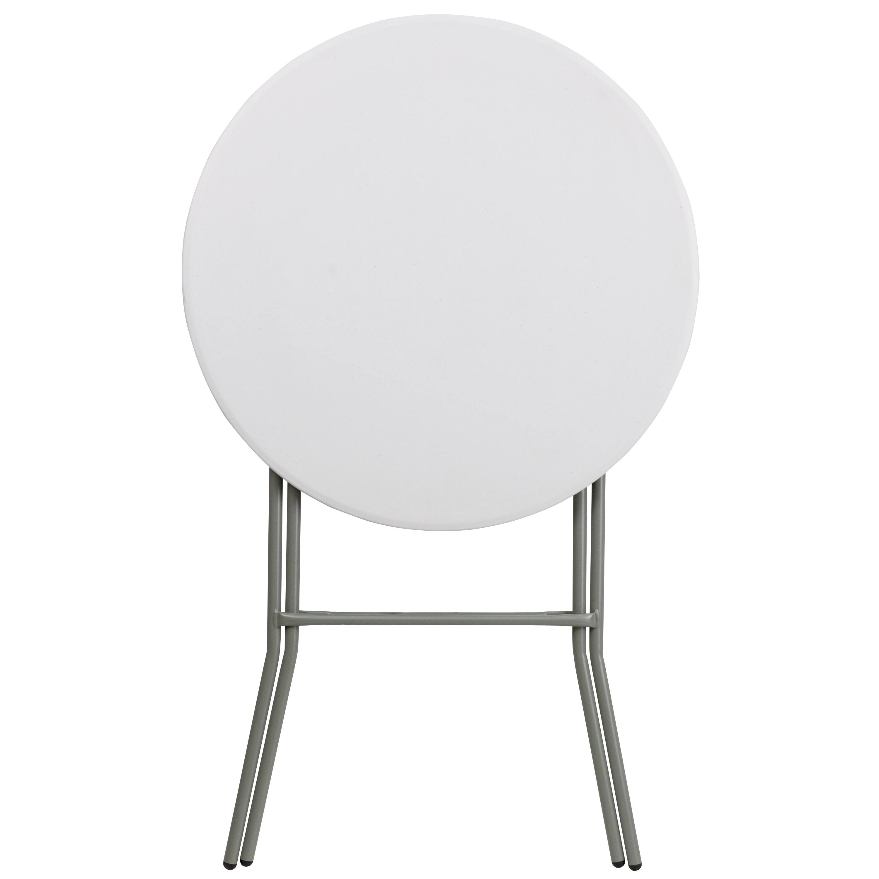 Alt View 5. Emma + Oliver - 2.6-Foot Round Plastic Bar Height Folding Table - Granite White.