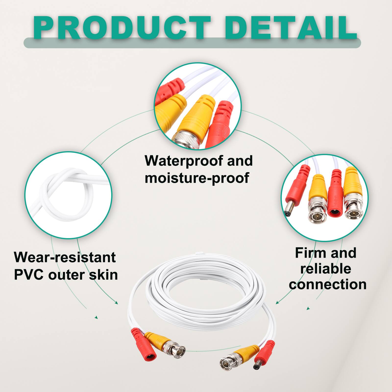 PRODUCT DETAIL

- Waterproof and moisture-proof
- Wear-resistant PVC outer skin
- Firm and reliable connection