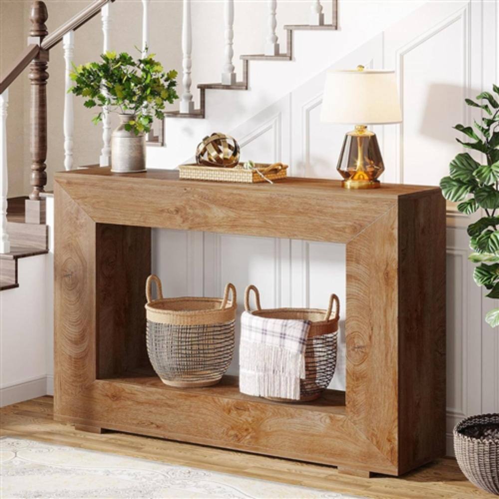 Alt View 1. Hivvago - Modern Farmhouse 47-inch Long Entryway or Sofa Table in Brown Wood Finish - Brown.