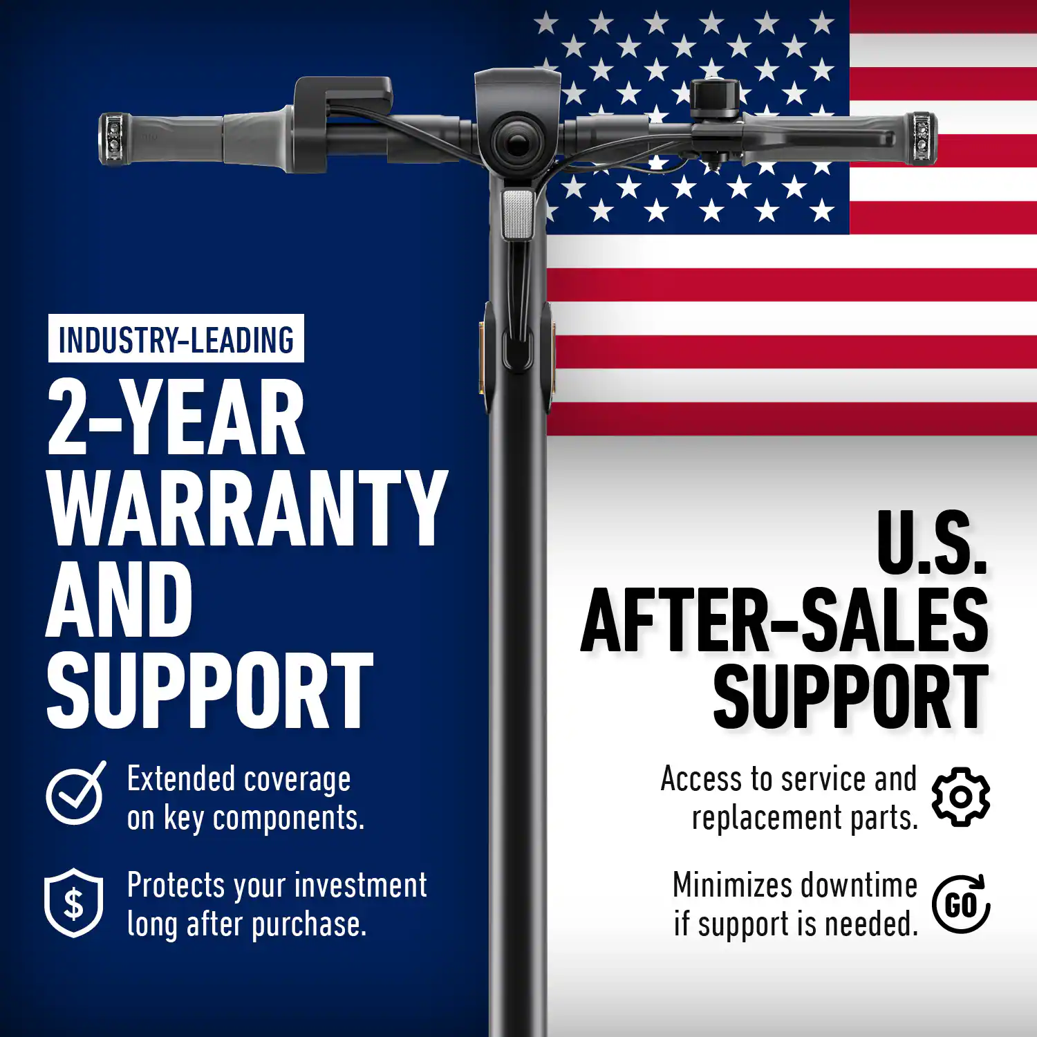INDUSTRY-LEADING 2-YEAR WARRANTY AND SUPPORT

Extended coverage on key components.
Protects your investment long after purchase.

U.S. AFTER-SALES SUPPORT

Access to service and replacement parts.
Minimizes downtime if support is needed.