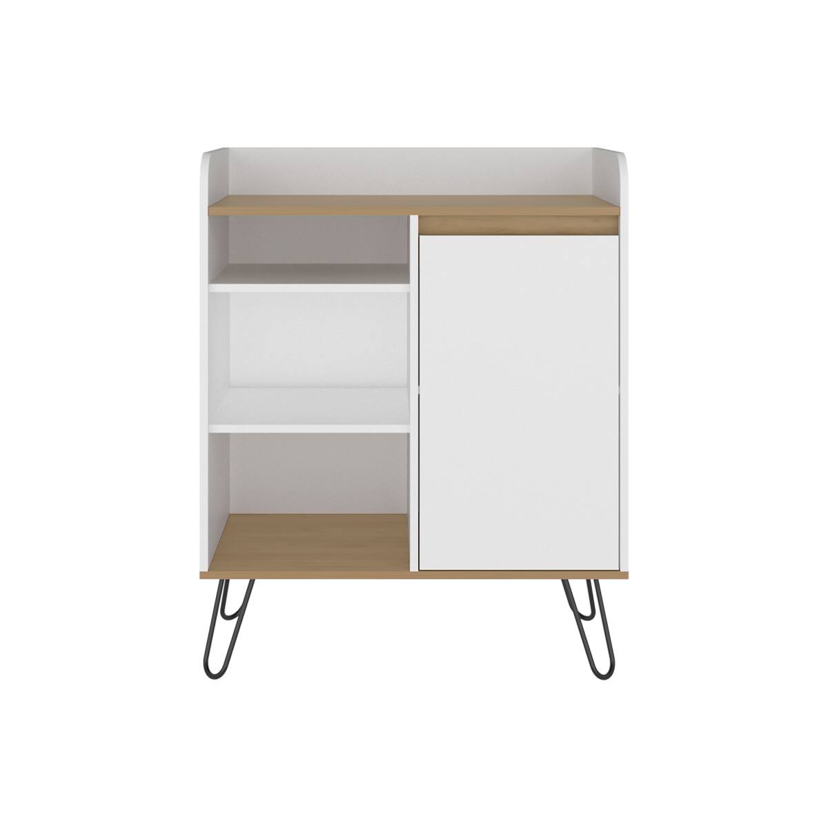 Angle. Loheer - Loheer White and Natural Oak Coffee Station with Storage Doors 31.5 Inch Wide - White and Natural Oak.