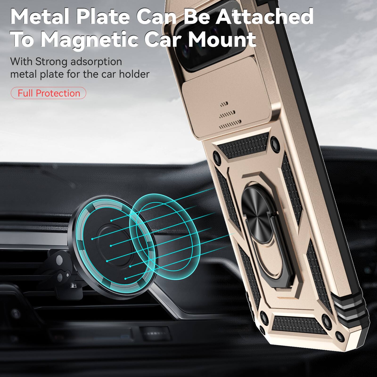 Metal Plate Can Be Attached To Magnetic Car Mount

With Strong adsorption metal plate for the car holder

Full Protection