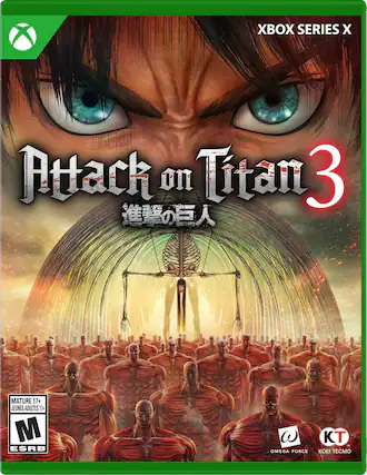 XBOX SERIES X
Attack on Titan 3
MATURE 17+ JEUNES ADULTES 17+
M ESRB
OMEGA FORCE
KOEI TECMO - M (Mature 17+)