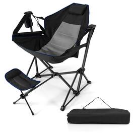 Costway - Hammock Camping Chair w/ Retractable Footrest & Carrying Bag for Camping Picnic - Black