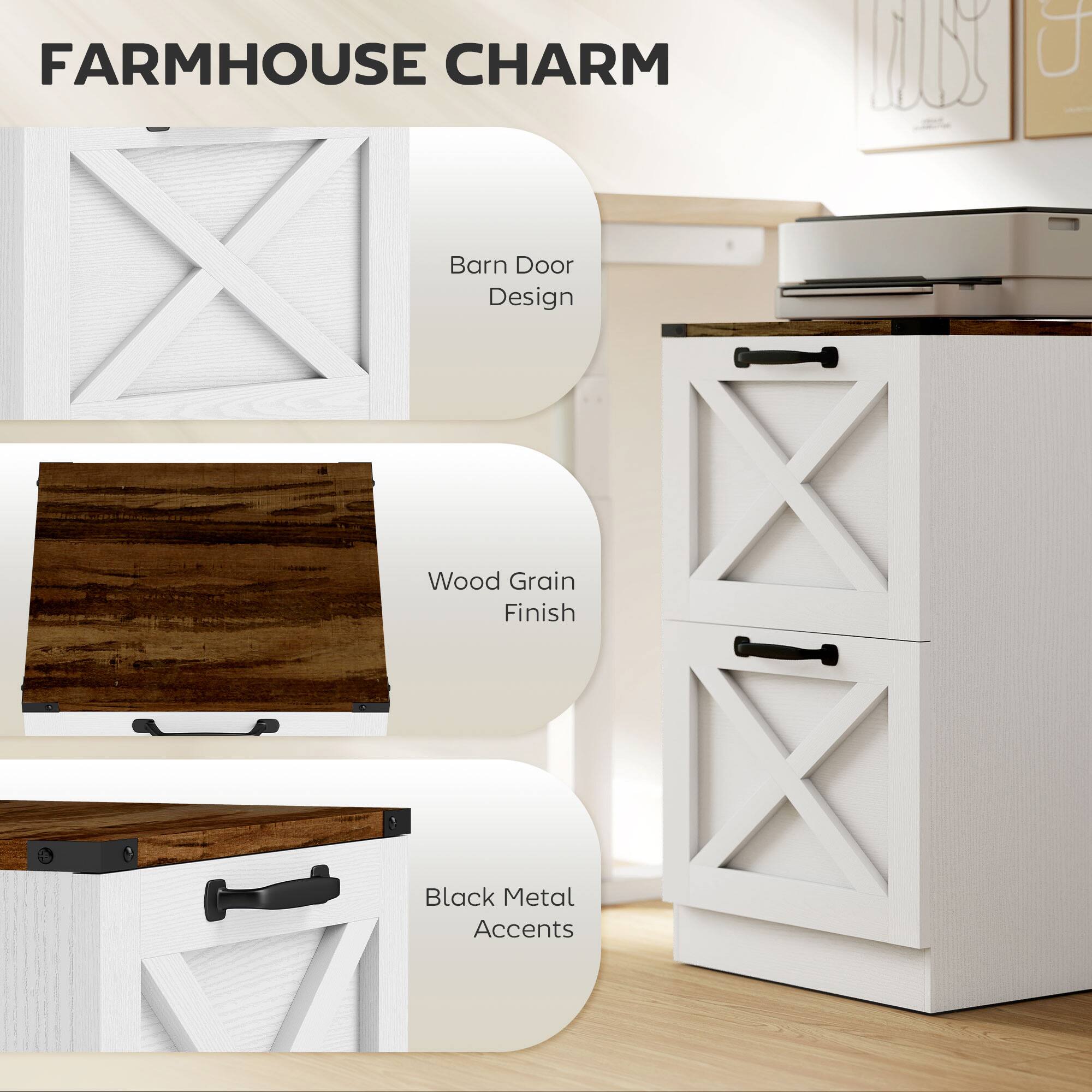 FARMHOUSE CHARM  
Barn Door XI Design  
Wood Grain Finish  
Black Metal Accents