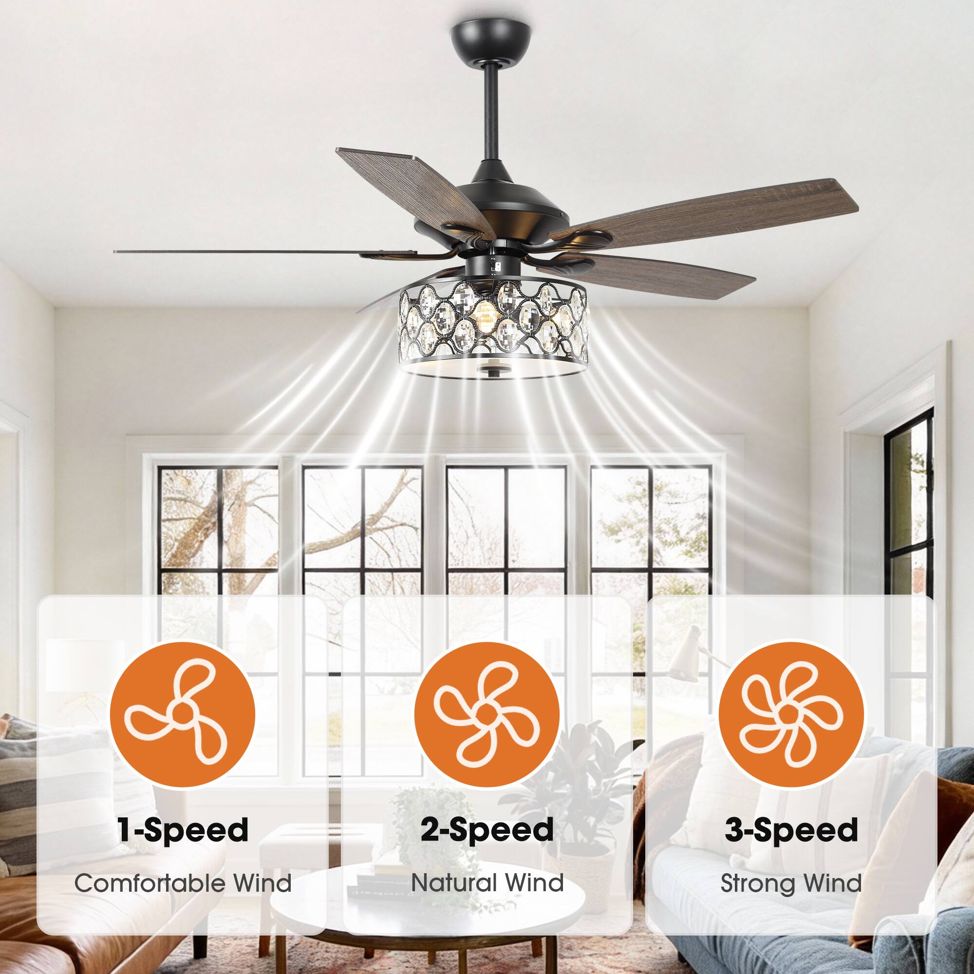 1-Speed Comfortable Wind  
2-Speed Natural Wind  
3-Speed Strong Wind
