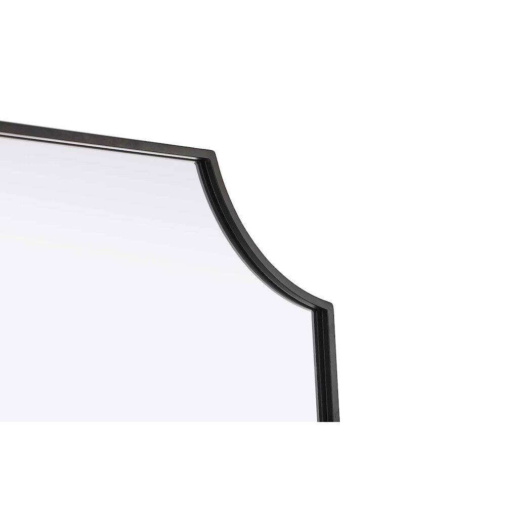 Left. Elegant Kitchen and Bath - Notched Metal Mirror 27x32 inch in Black - Black.