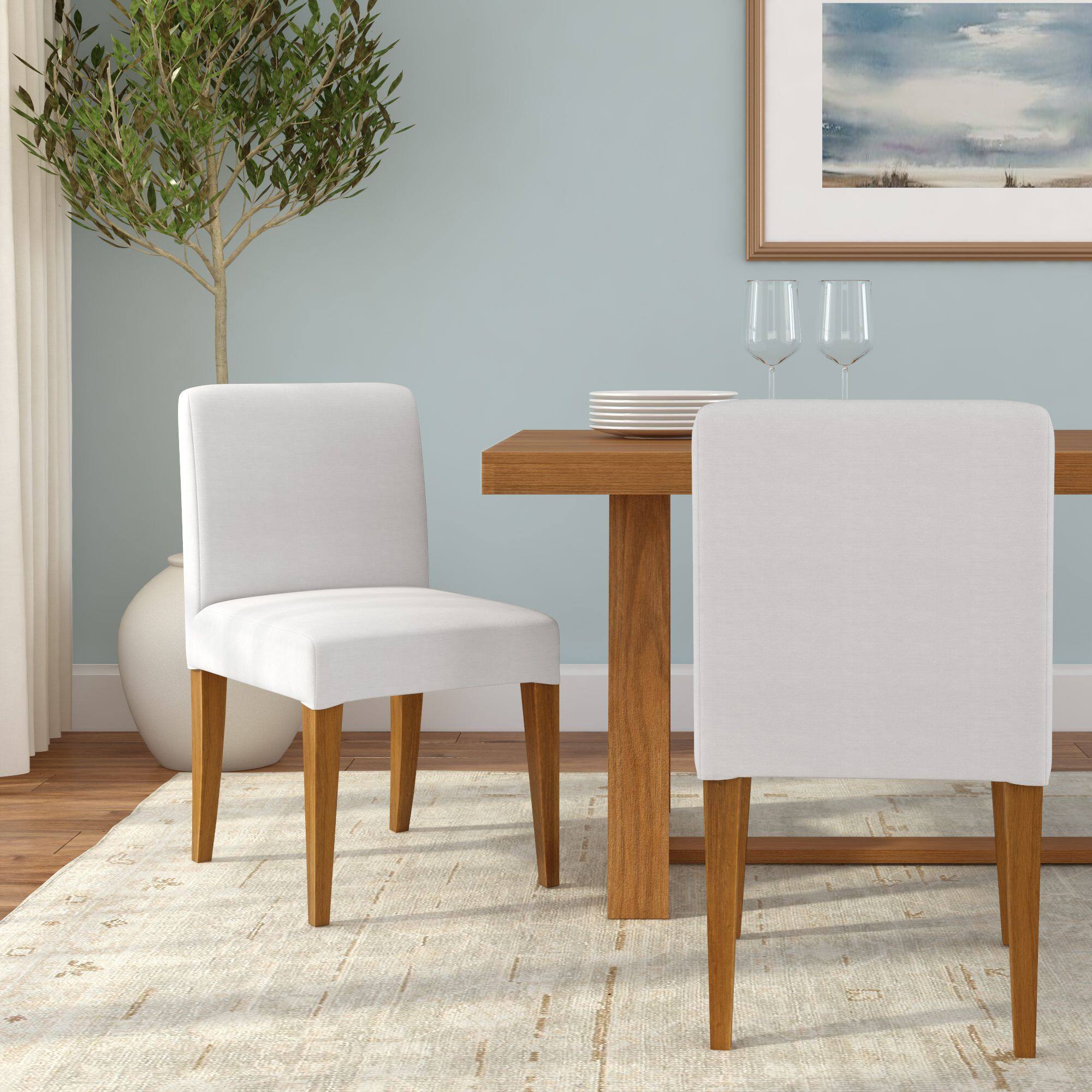 Alt View 1. Plank+Beam - Chesnee Dining Chair with Short Slipcover, Bone MB2405-01 (2 Pack) - Bone.