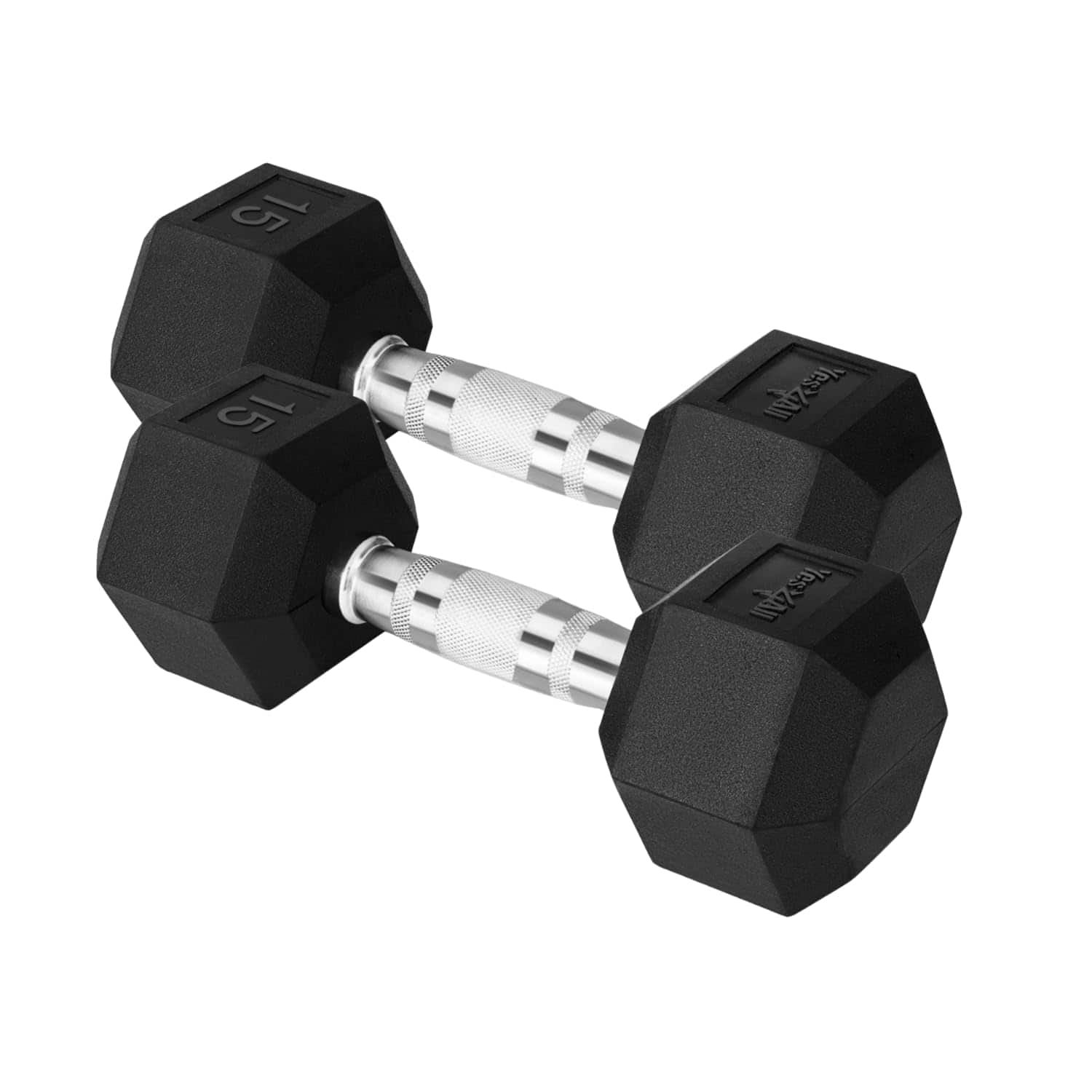 Refined Abode Design - Chrome rubber Grip Encased Hex Dumbbells Hand Weights With Anti slip 10 s Pair p DURABLE AND NOISE Our weight - 15lbs