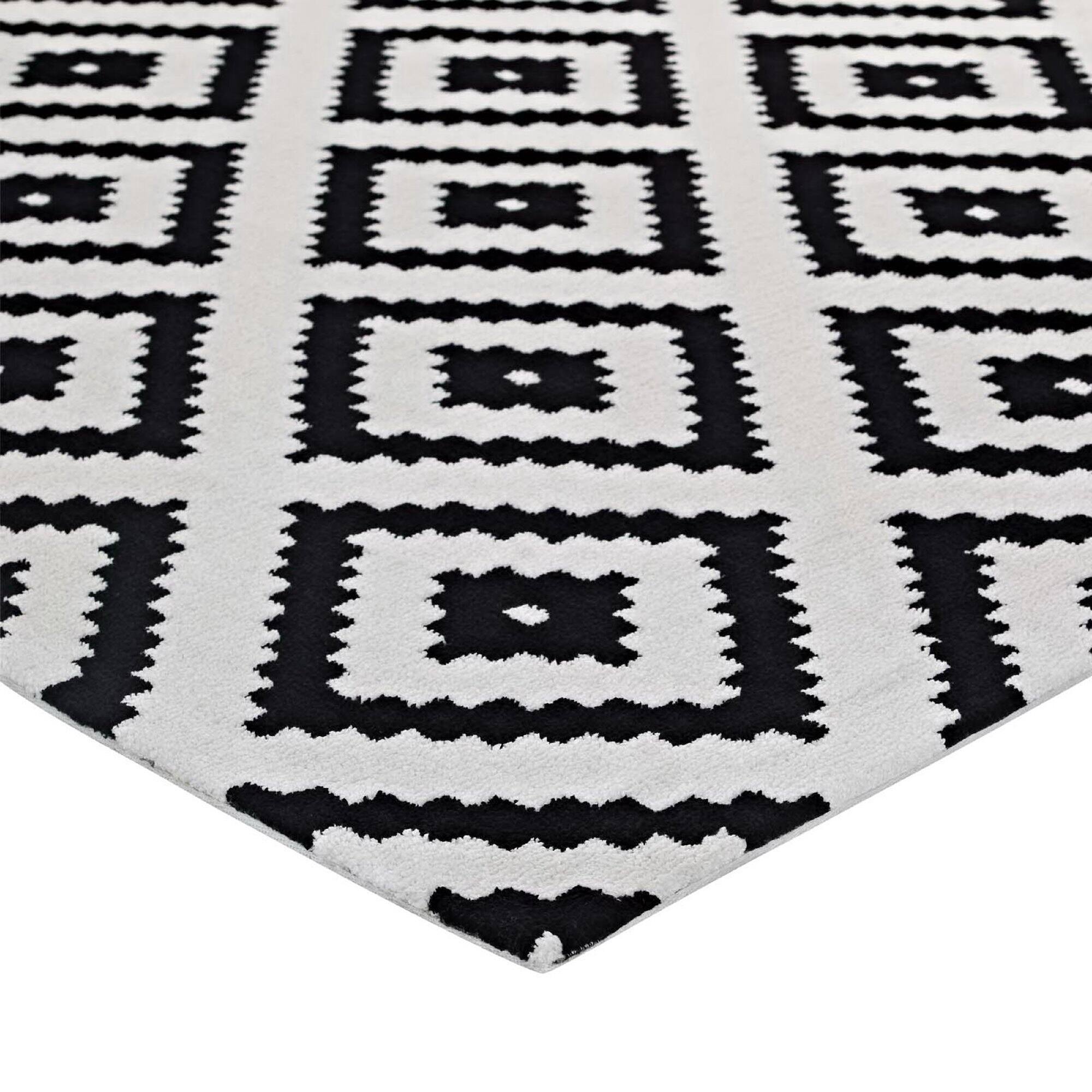 Back. Modway - Alika Abstract Diamond Trellis Area Rug - Black and White.