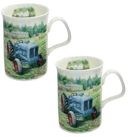 Jiallo - Roy Kirkham Lancaster Mug - Countryside Set of 2, Blue Tractor - Mutli color