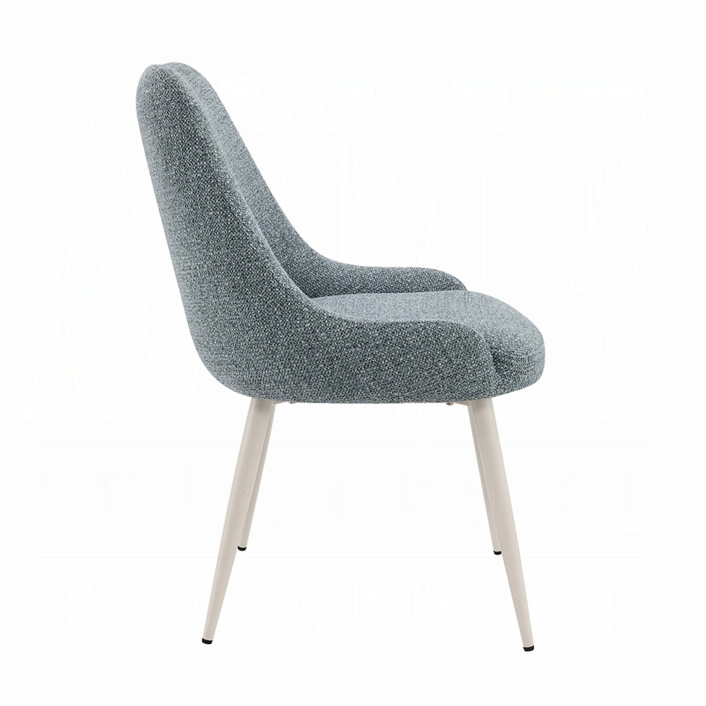 Alt View 2. Manhattan Lane - Aela Side Dining Chair Set of 2, Light Blue Boucle - Blue, Bone White.