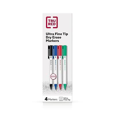 TRU RED - TRU RED™ Pen Dry Erase Markers, Ultra Fine Tip, Assorted, 4/Pack (TR61458/TR57422)