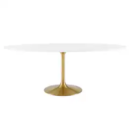 Lippa 78" Oval Wood Dining Table by Modway - Gold White