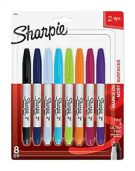 Sharpie - Permanent Markers, Twin Tip, 8/Pack - Assorted