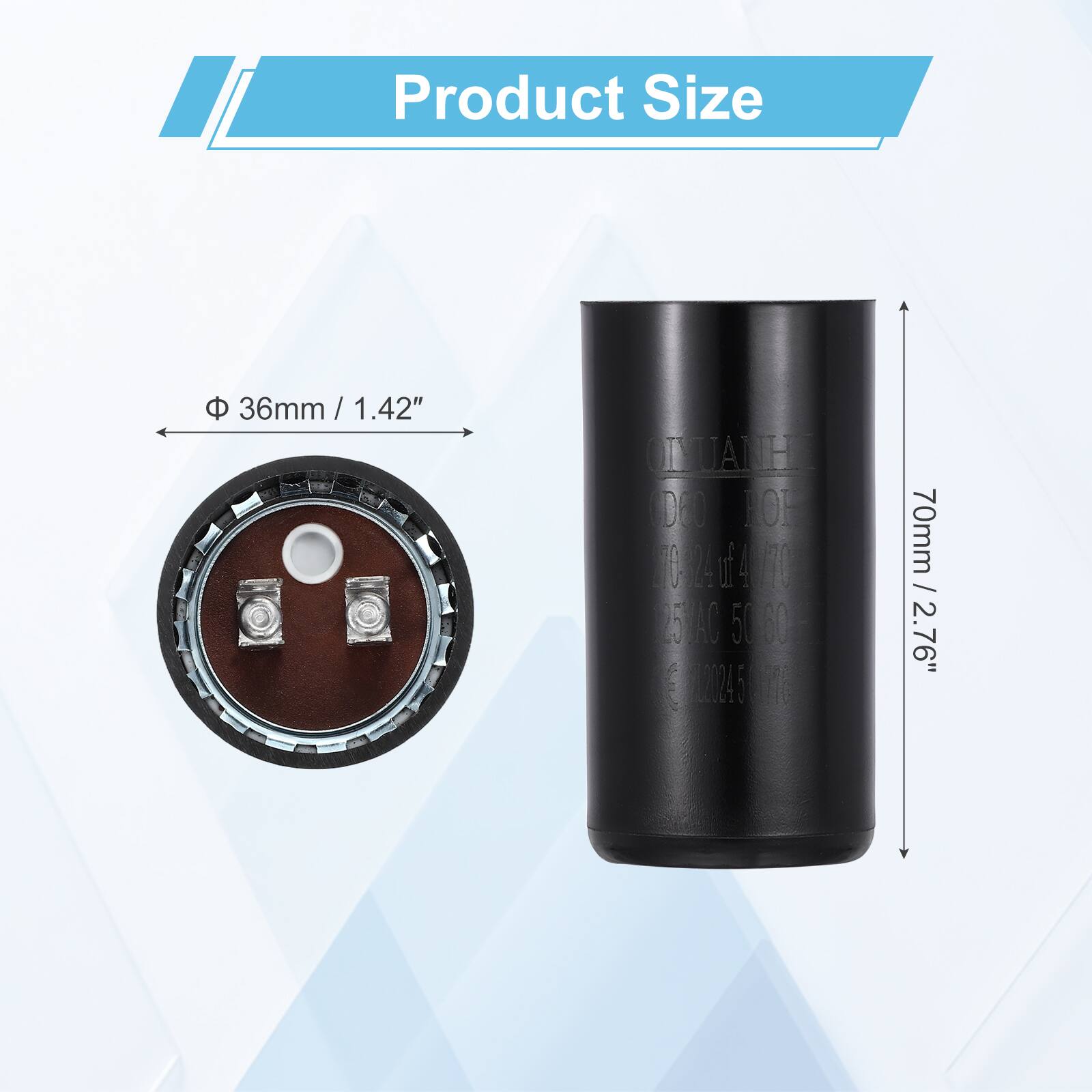 Product Size  
36mm / 1.42"  
70mm / 2.76"