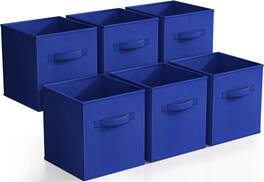 Sorbus - Foldable Storage Cubes - 6 Fabric Baskets for Organizing Pantry, Closet, Shelf, Nursery, Playroom, Toy Box, Cubby - Royal Blue