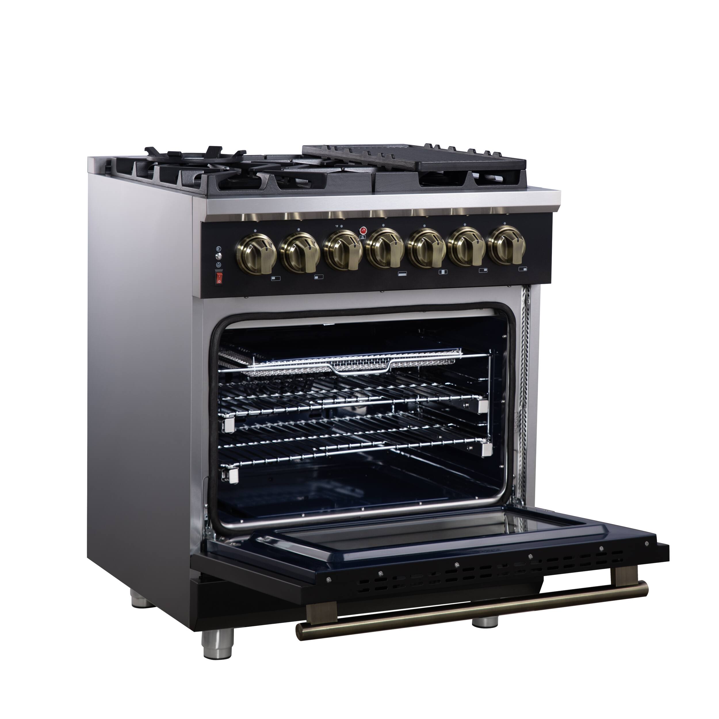 Alt View 8. Forno Appliances - Massimo 4.32 Cu. Ft. Freestanding Dual Fuel True Convection Range with Air Fryer Basket - Black.