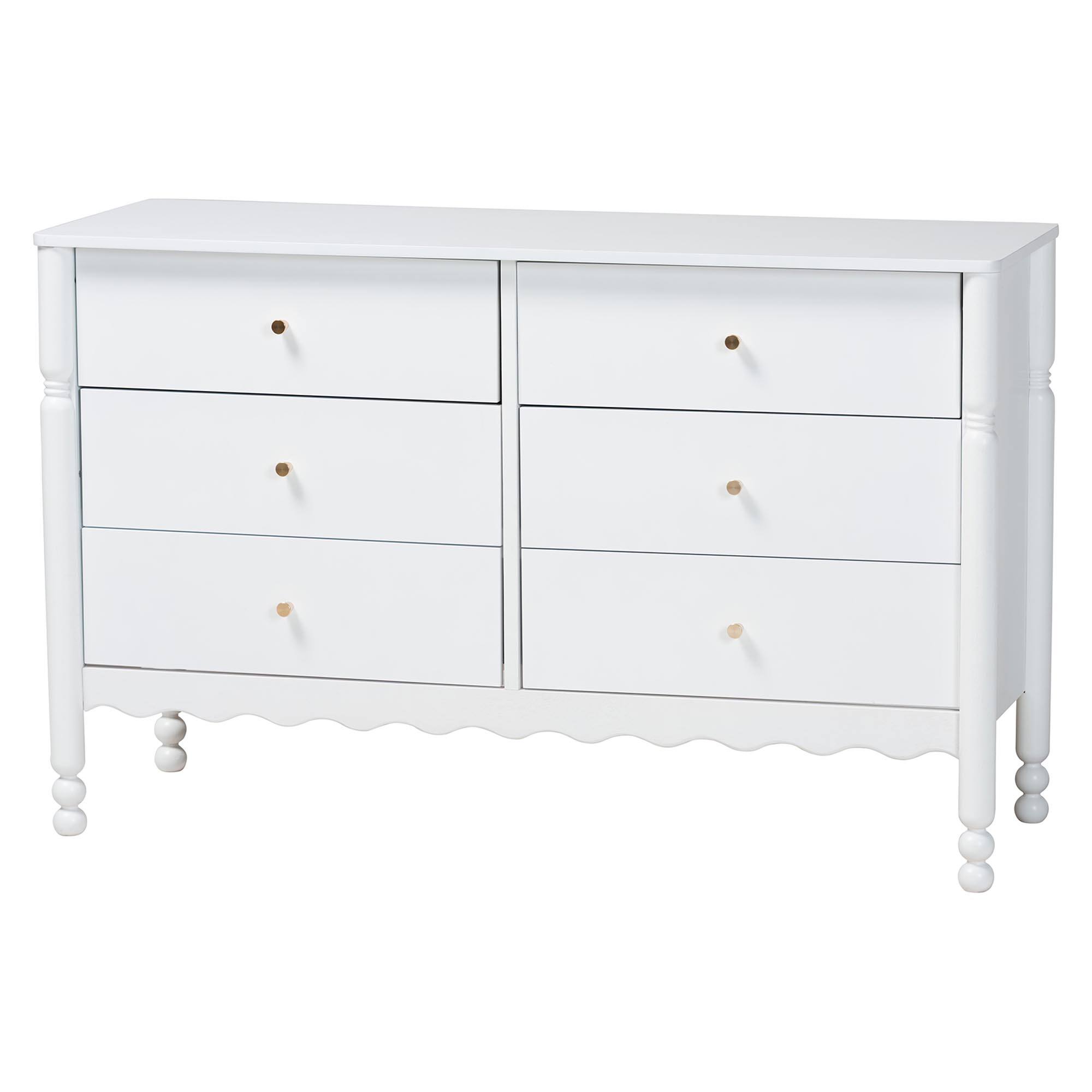 Alt View 1. Baxton Studio - Hoffman 4-Piece Scalloped Bedroom Set - Farmhouse Bed Frame with Matching Dresser and 2-Drawer Nightstands, Queen - White.