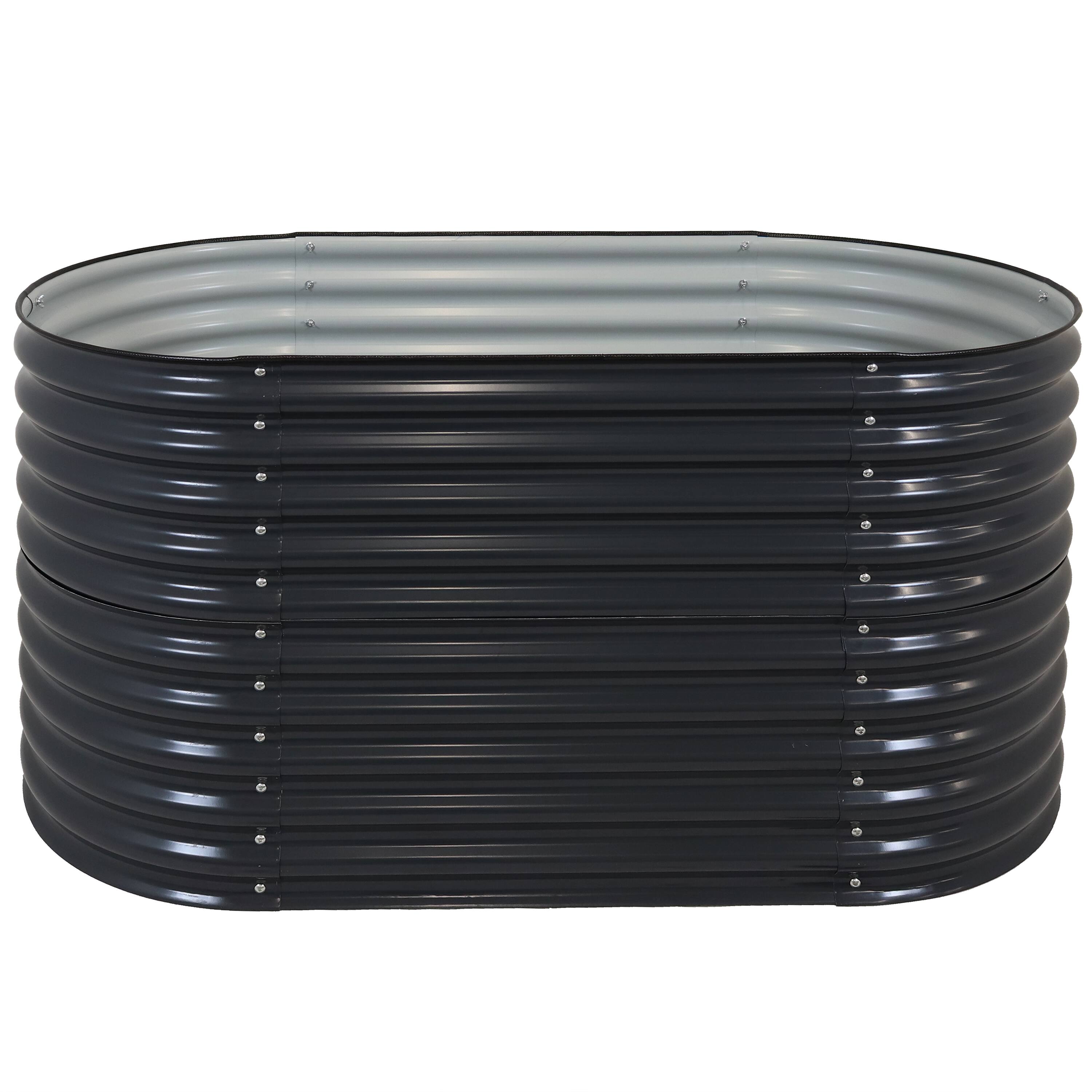 Alt View 9. Sunnydaze - Galvalume Steel Rectangle Raised Garden Bed - 62.5 in - Dark Gray.