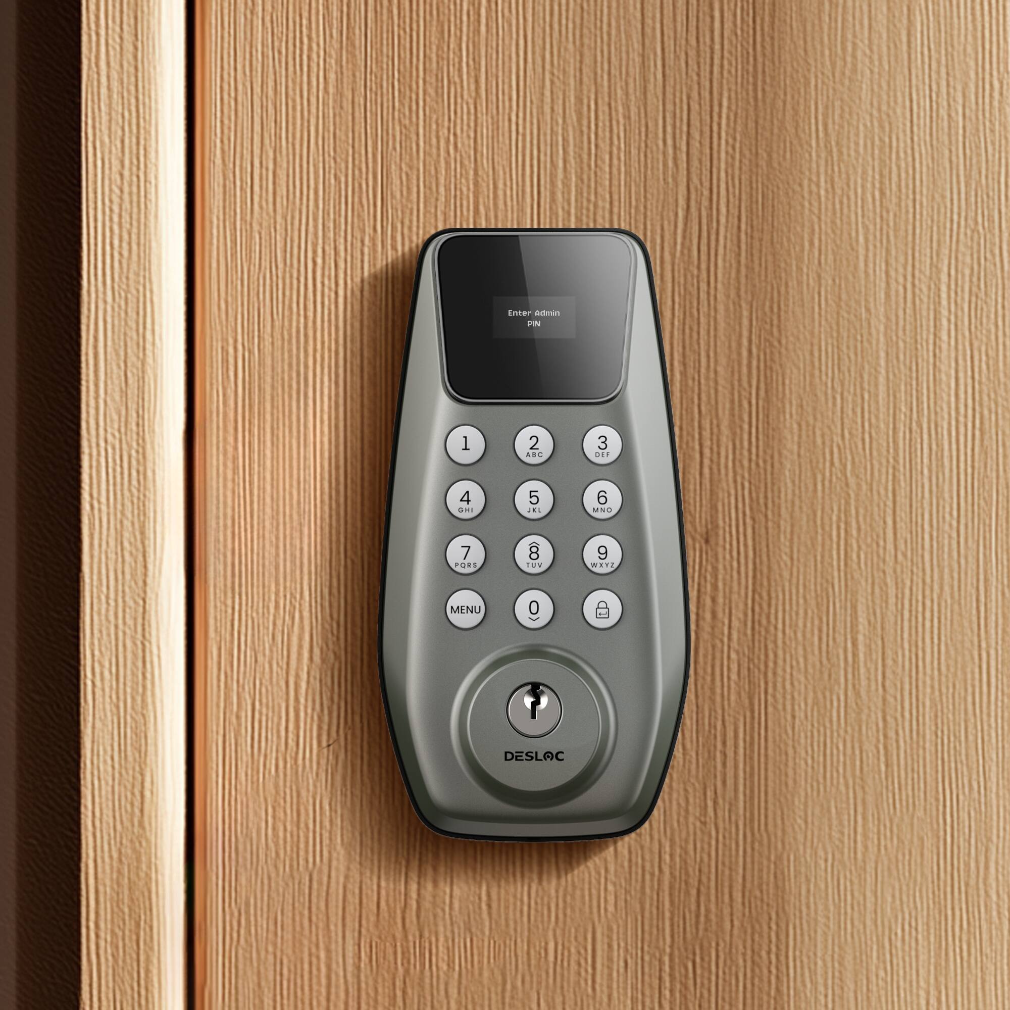 The text on the image is: "Enter Admin PIN"

The corrected and grouped text from the provided text is:

1. P
2. BE
3. DE
4. aHI
5. J
6. USO
7. PORT
8. o
9. WITE - MENU
0. DESLOC