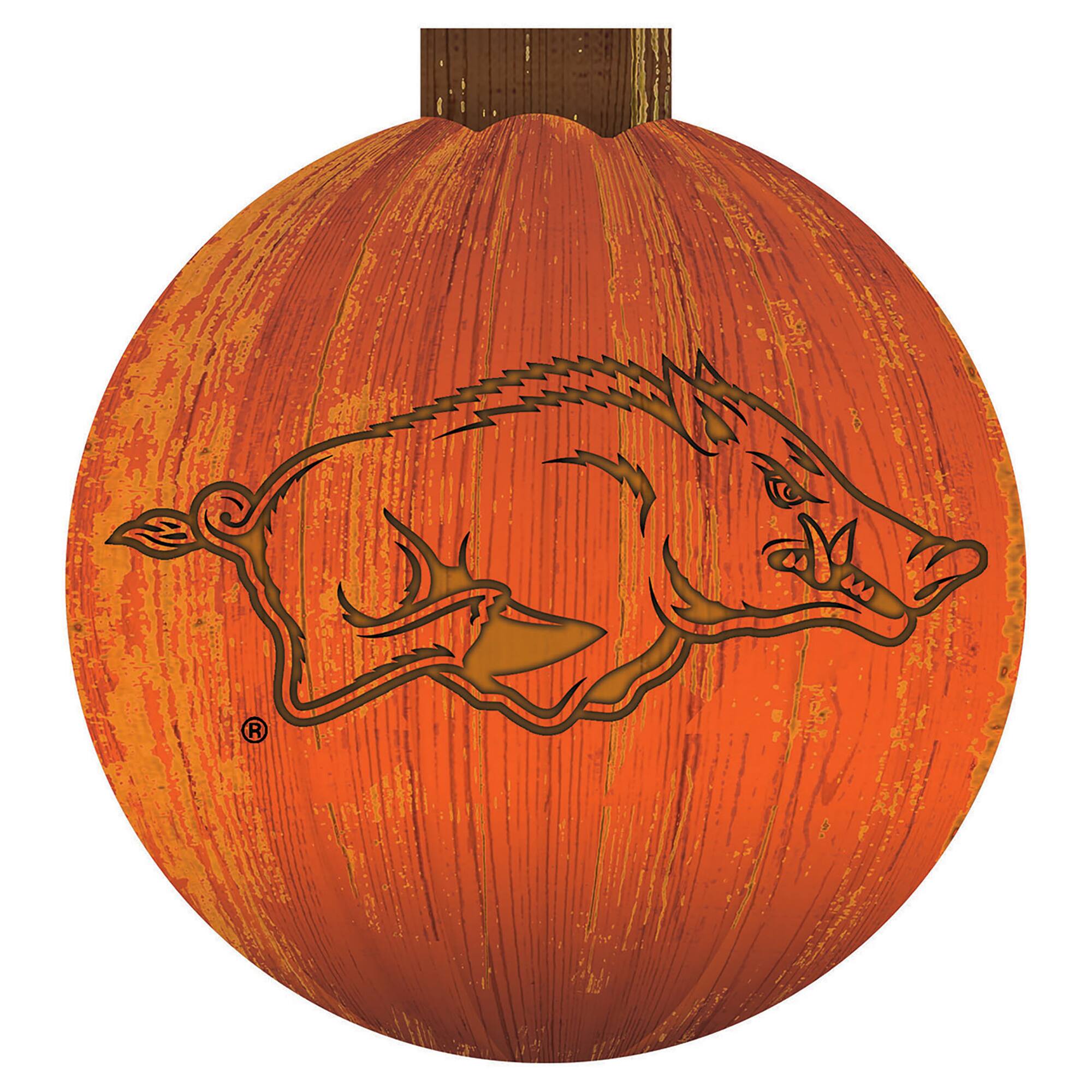 Front. Fan Creations - Arkansas Razorbacks 12'' Pumpkin Sign - Orange.