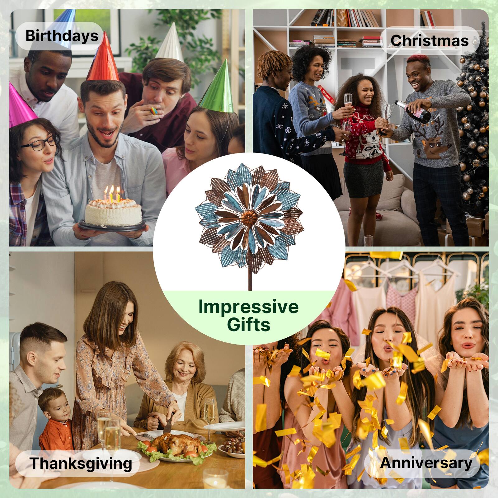 Birthdays  
Christmas  
Impressive Gifts  
Thanksgiving  
Anniversary