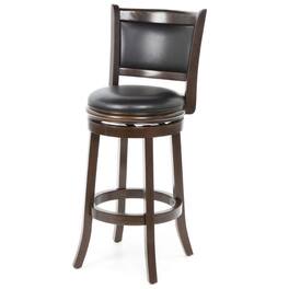 Hivvago - Cappuccino 29-inch Swivel Barstool with Faux Leather Cushion Seat - Black