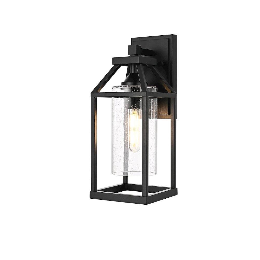 Angle. Elegant Lighting - Zora 14 inch Outdoor Wall sconce in Black - Black And Clear.