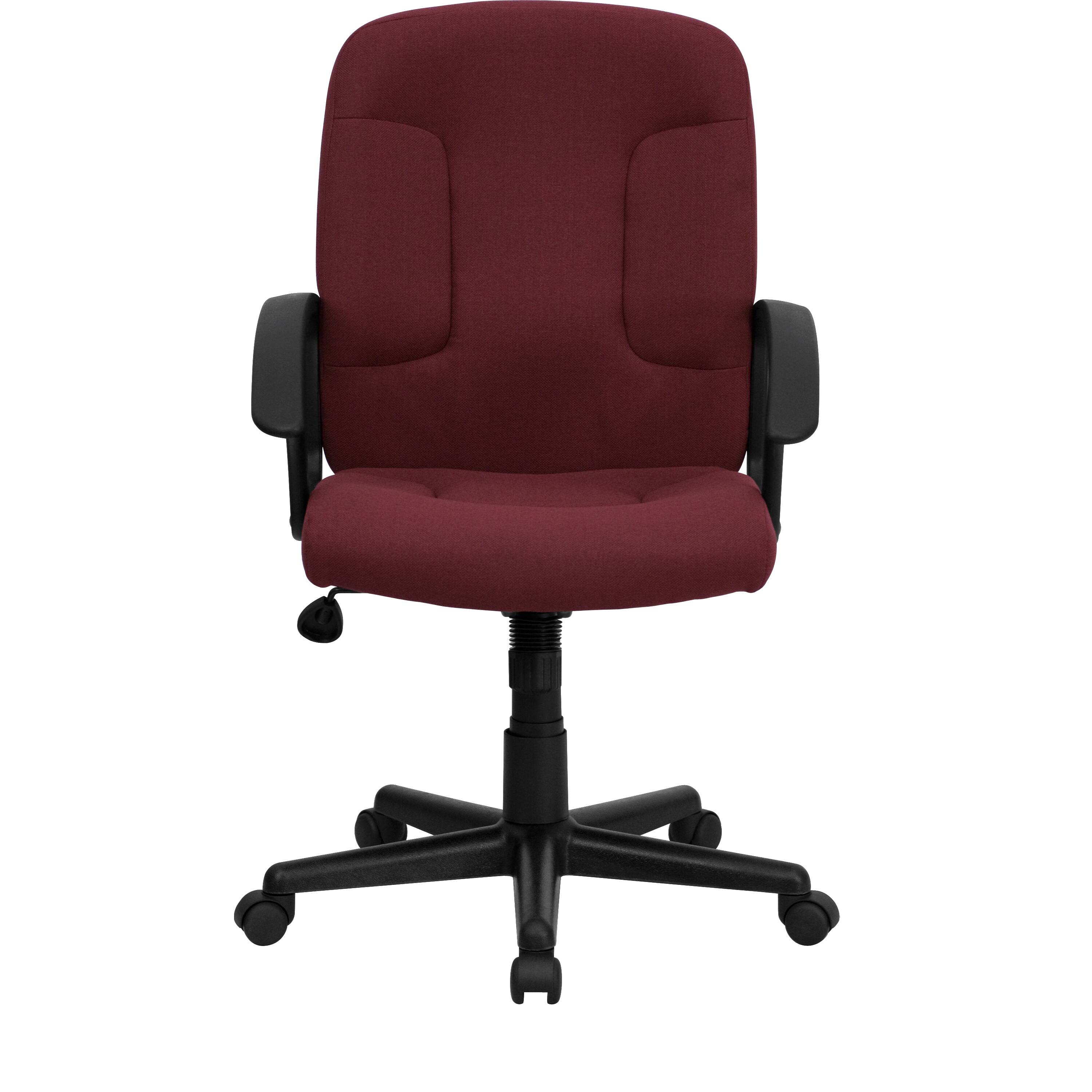 Alt View 7. Emma + Oliver - Mid-Back Fabric Executive Swivel Office Chair with Nylon Arms - Burgundy.