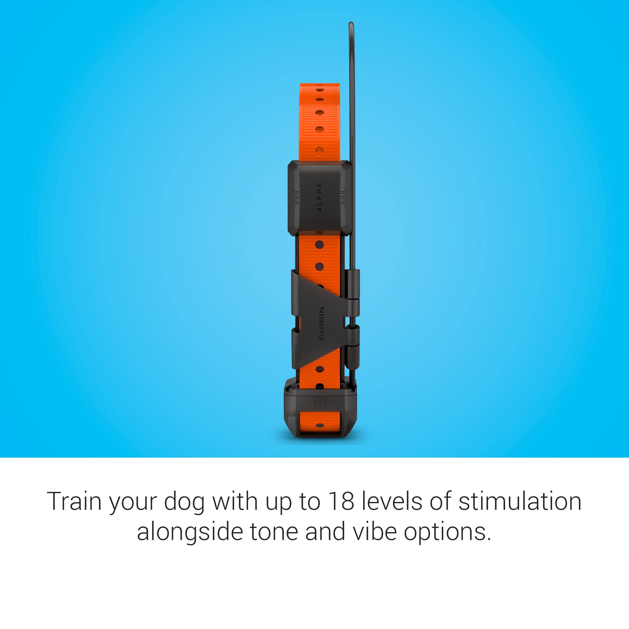 O ALPHA GARMIN  
Train your dog with up to 18 levels of stimulation alongside tone and vibe options.