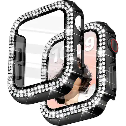 Front. Entronix - Entronix Case Compatible with iWatch Series 6/5/4/SE (3rd/2nd/1st Gen), 40mm - Diamond Cover - Black.