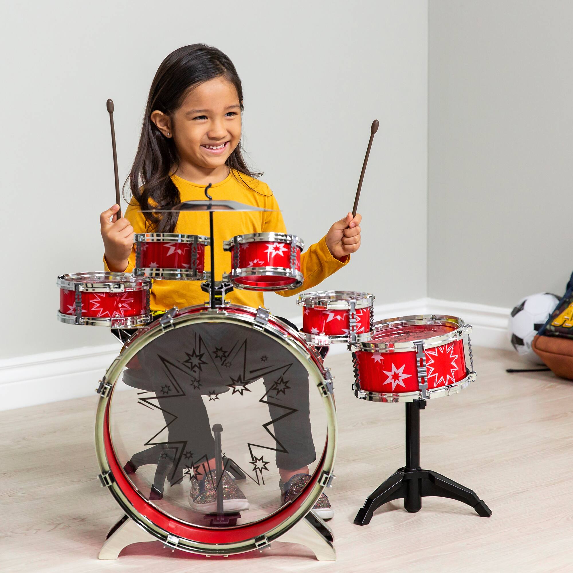Alt View 1. Best Choice Products - Best Choice Products 11-Piece Kids Starter Drum Set w/ Bass Drum, Tom Drums, Snare, Cymbal, Stool, Drumsticks - Red - Red.