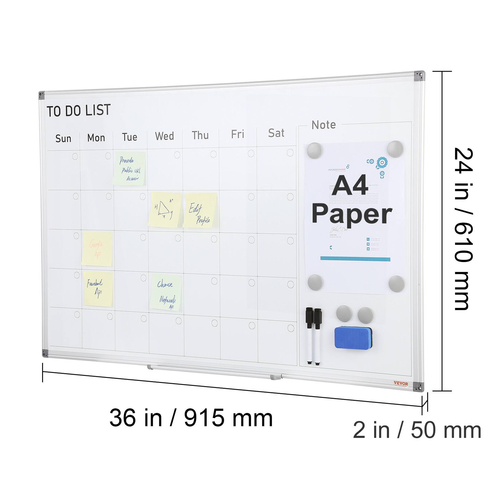 TO DO LIST
Sun Mon Tue Preade Palfi hwo Google A Fuebe Ap Wed r , Chose Nofarode A Thu Edf Prufile Fri Note Sat A4 Paper
24 in / 610 mm
36 in / 915 mm
2 in / 50 mm