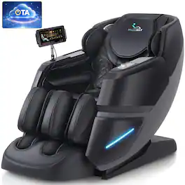 MassaMax - MT339 4D Full Body Stretch Massage Chair ,Body Scan,Extended Footrest&Foot Rollers,Heat - Deep Black