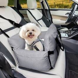 wowmax - Small Dog Car Seat (15lbs) - Travel Booster w/Safety Belt, Non-Slip Base & Storage Pockets, Navy - Blue
