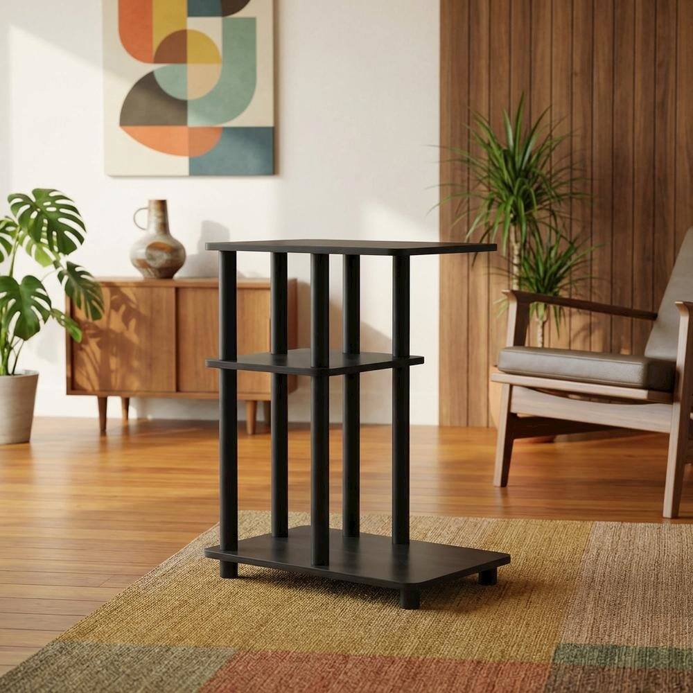 Left. FurniFact - FurniFact C-Shape Side Table, Quality Build, Durable Wood Frame - Espresso - Espresso/Black.