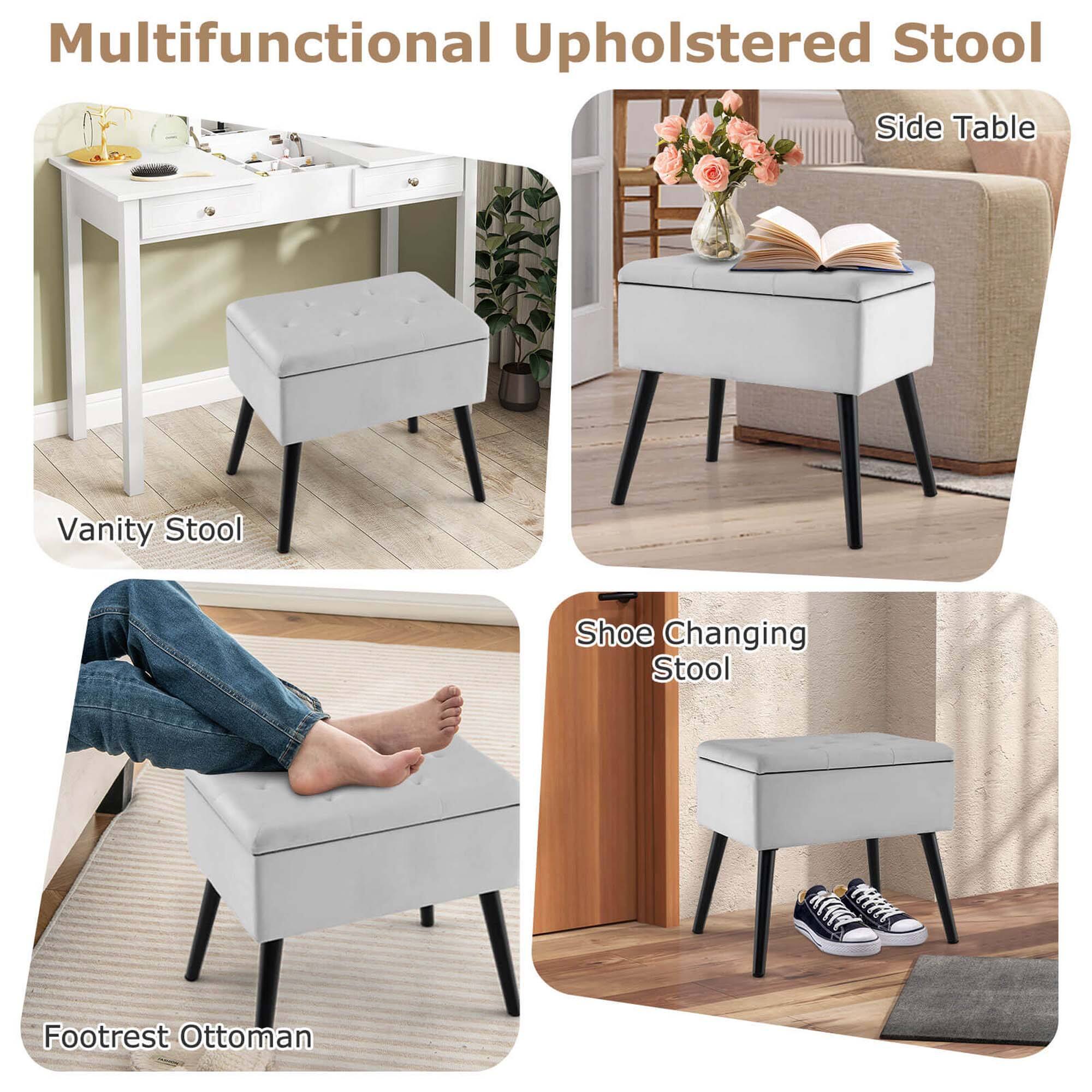 Multifunctional Upholstered Stool

- Vanity Stool
- Side Table
- Footrest Ottoman
- Shoe Changing Stool