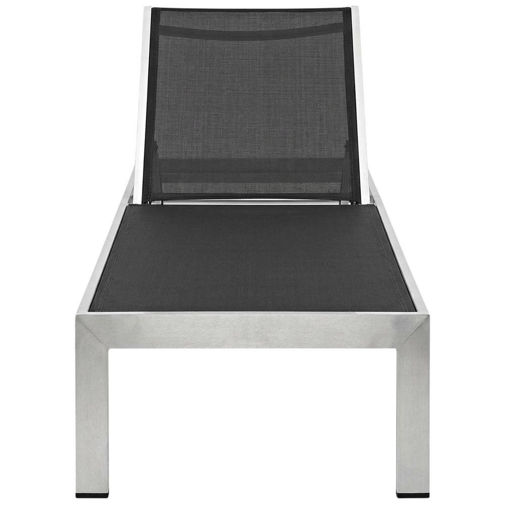 Back. Outdoor Escape - Outdoor Patio Aluminum Chaise With Comfortable Backrest And Stylish Design - Black.
