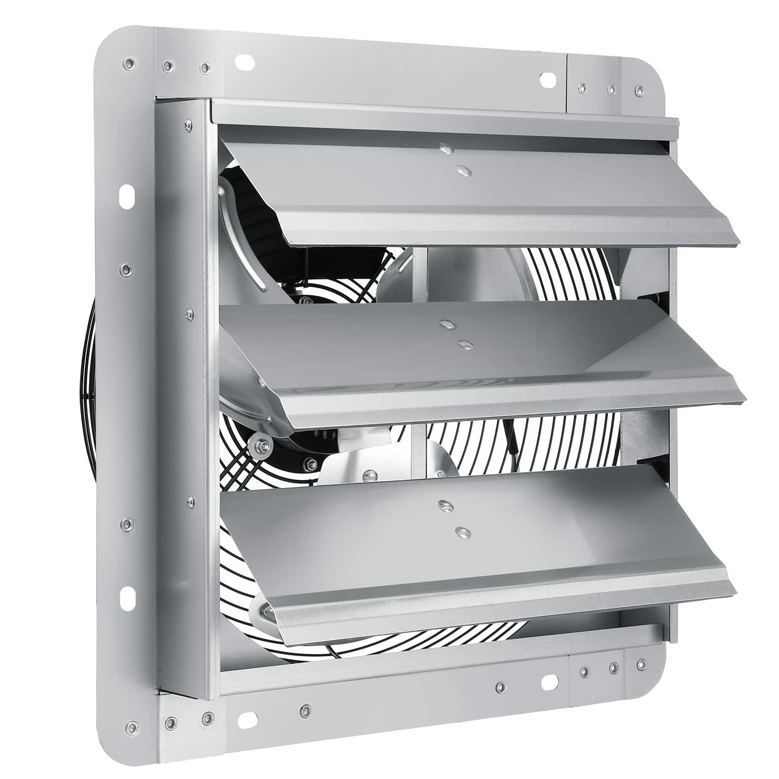VEVOR - 12'' Shutter Exhaust Fan, High-speed 1000 CFM, Aluminum Wall Mount Attic Fan with AC-motor, Ventilation and Cooling - Silver