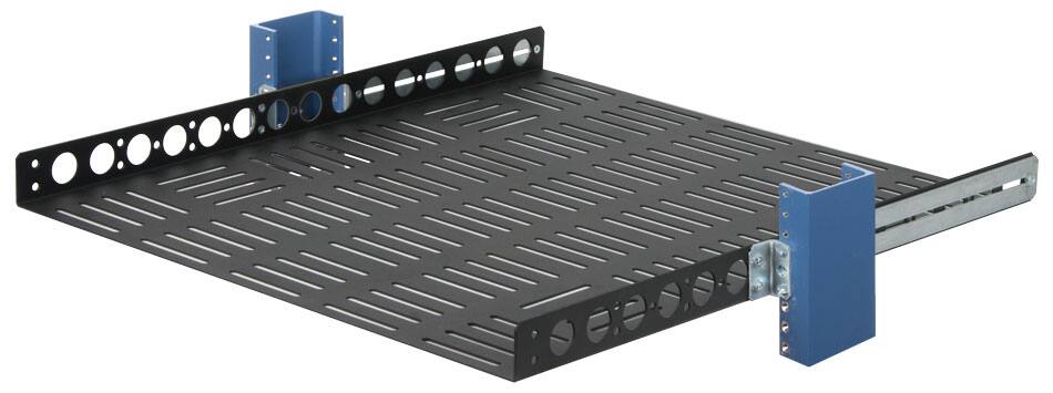 Alt View 2. RackSolutions - RackSolutions 1U Light Duty Fixed Shelf 24in Depth for 23in EIA Racks - Black.