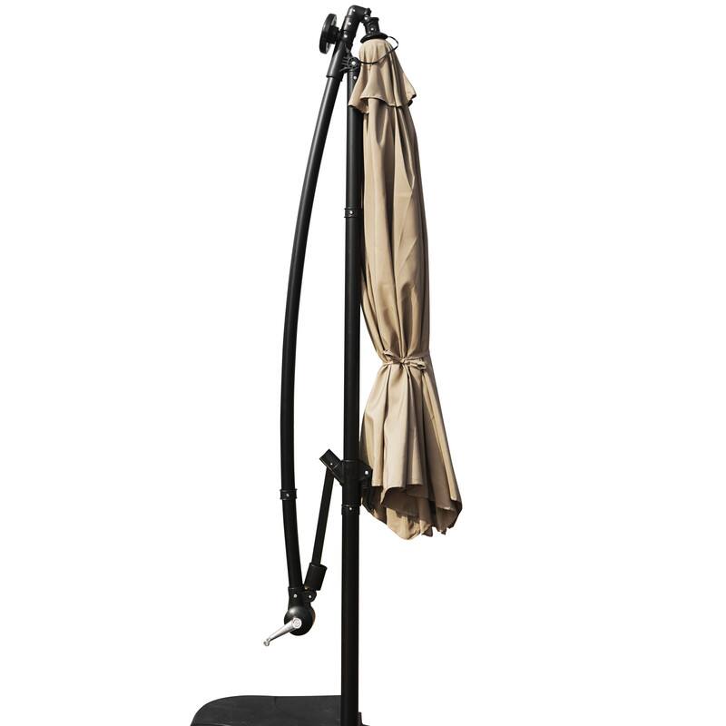 Alt View 1. LeisureMod - Willry Solar Powered Patio LED Umbrella with Crank and Powder Coated Metal Frame - Beige.