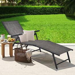 Mondawe - Foldable Patio Chaise Lounge Chair with Adjustable Backrest and Footrest for Poolside - Dark Gray