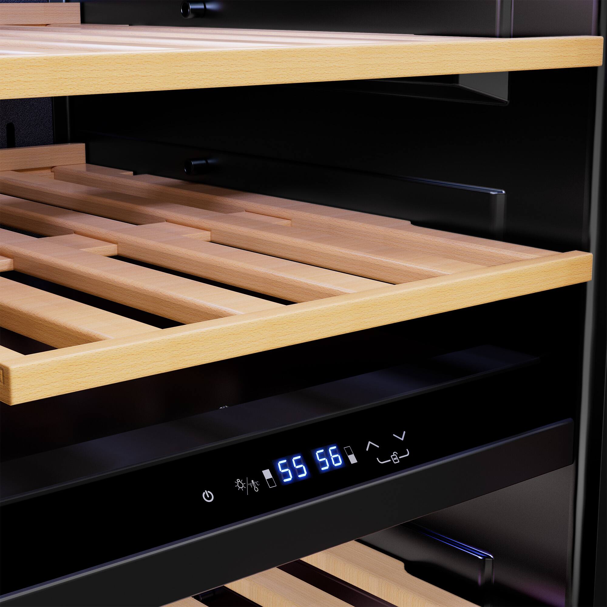 Alt View 1. Empava - 15 In. 26-bottle Dual Zone Wine Cooler Mini Fridge With 5 Beech Wood Shelves - Reversible Door For Home Bar In Black - Black.