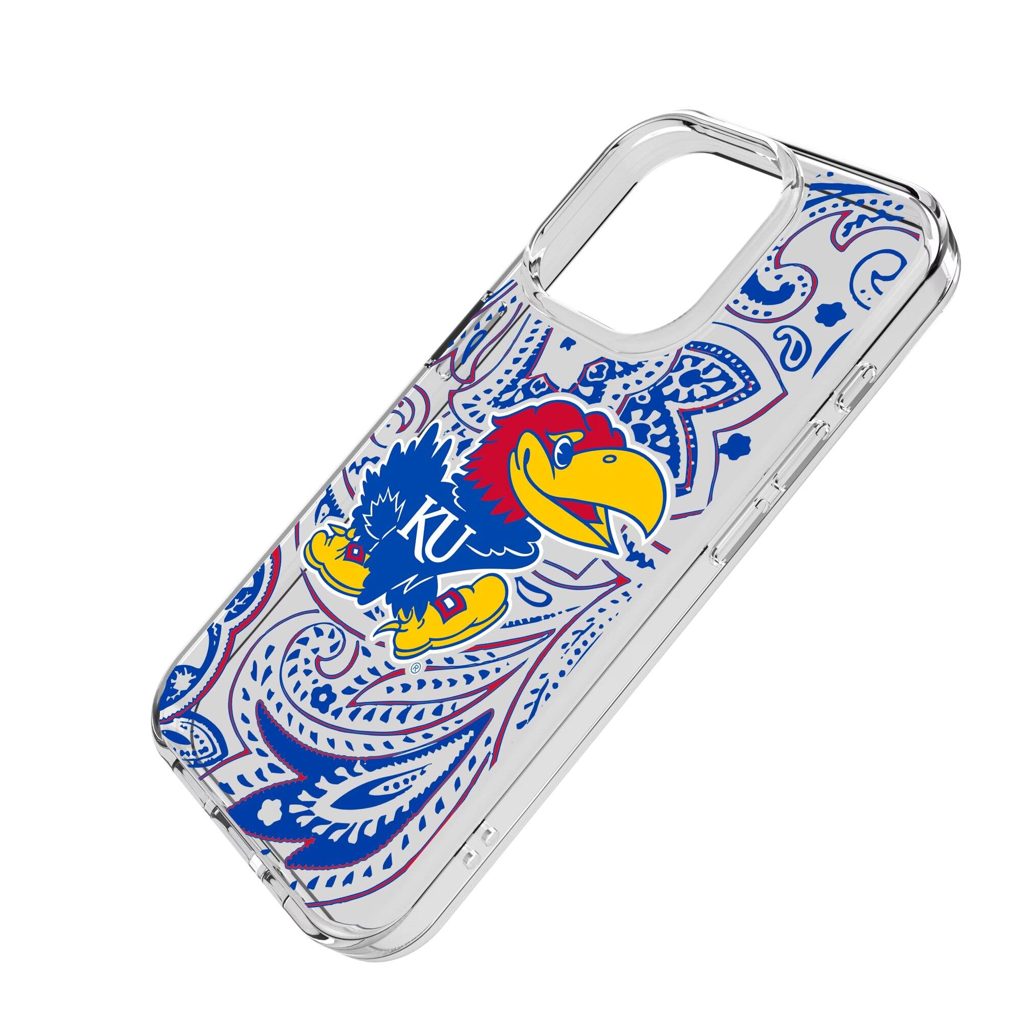 Alt View 1. Keyscaper - Kansas Jayhawks iPhone Paisley Design Clear Case - 13 mini - Multicolor.