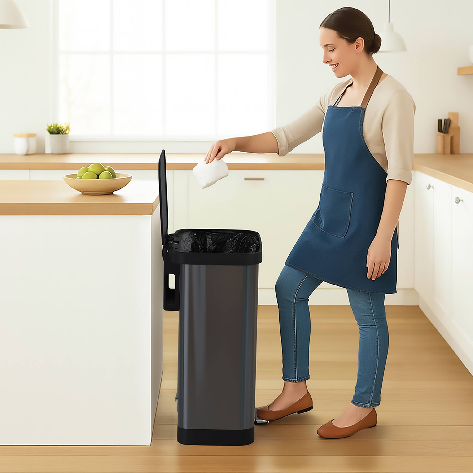 Alt View 7. Glad - Glad Step Trash Can, Soft Close Lid Bin with Odor Protection, 20 Gallon, Pewter - PEWTER.