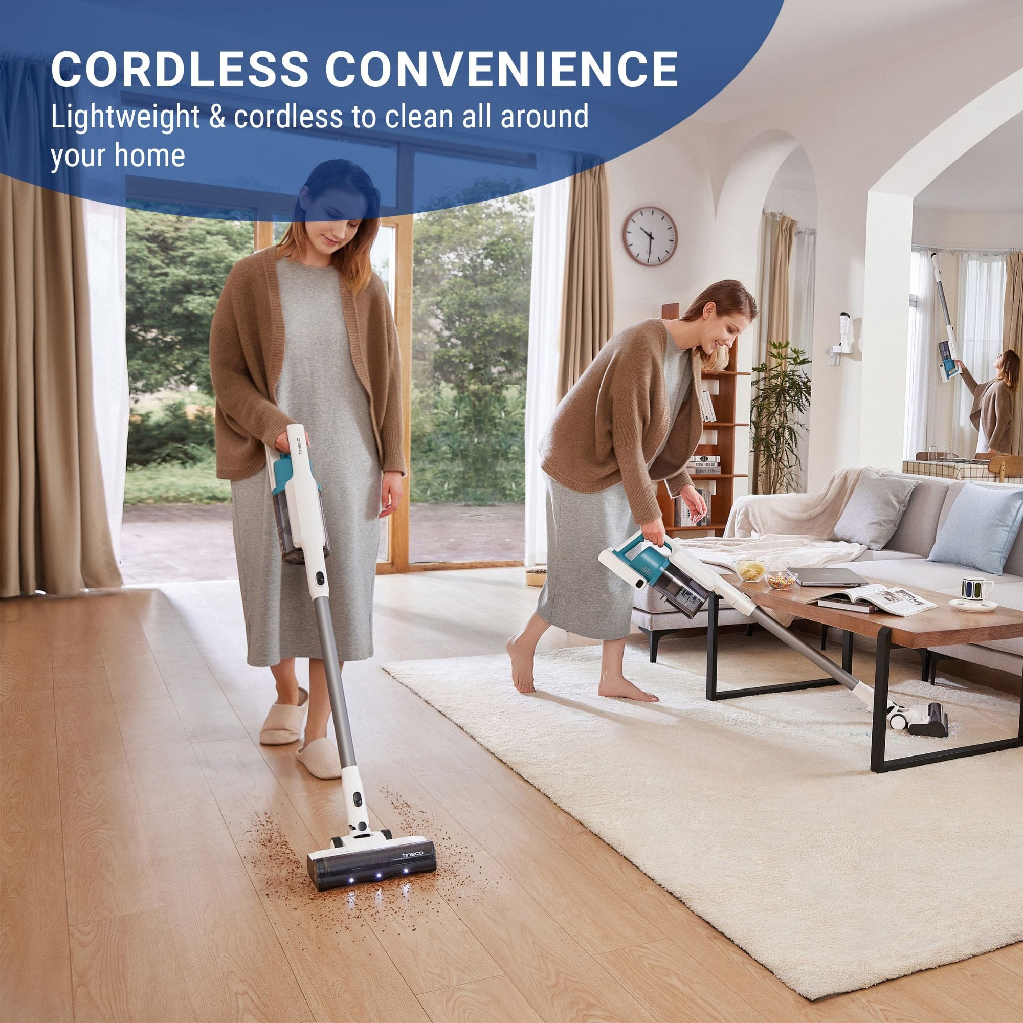 Tineco GO Cordless Stick Vacuum, 40 Minute Runtime, Teal, Multi